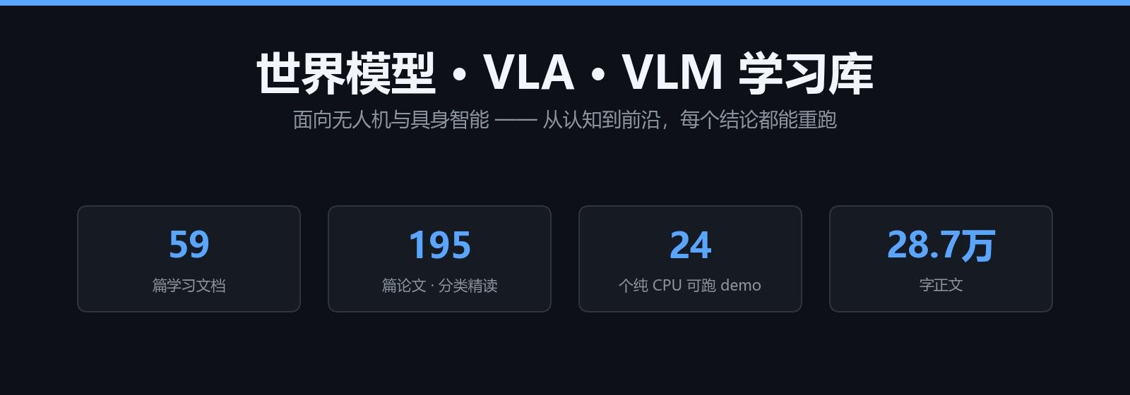 世界模型 · VLA · VLM 学习库 —— 面向无人机与具身智能